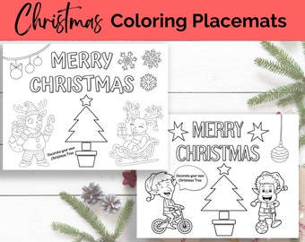 Christmas Placemats for Kids, Printable Placemats, Coloring Pages,  Christmas Activity, Christmas Coloring Placemats, Christmas Printables