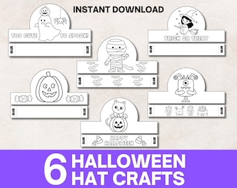 Halloween Paper Crown, Halloween Coloring Craft, Halloween Headband, Printable Halloween Craft for Kids, Halloween Classroom Activity