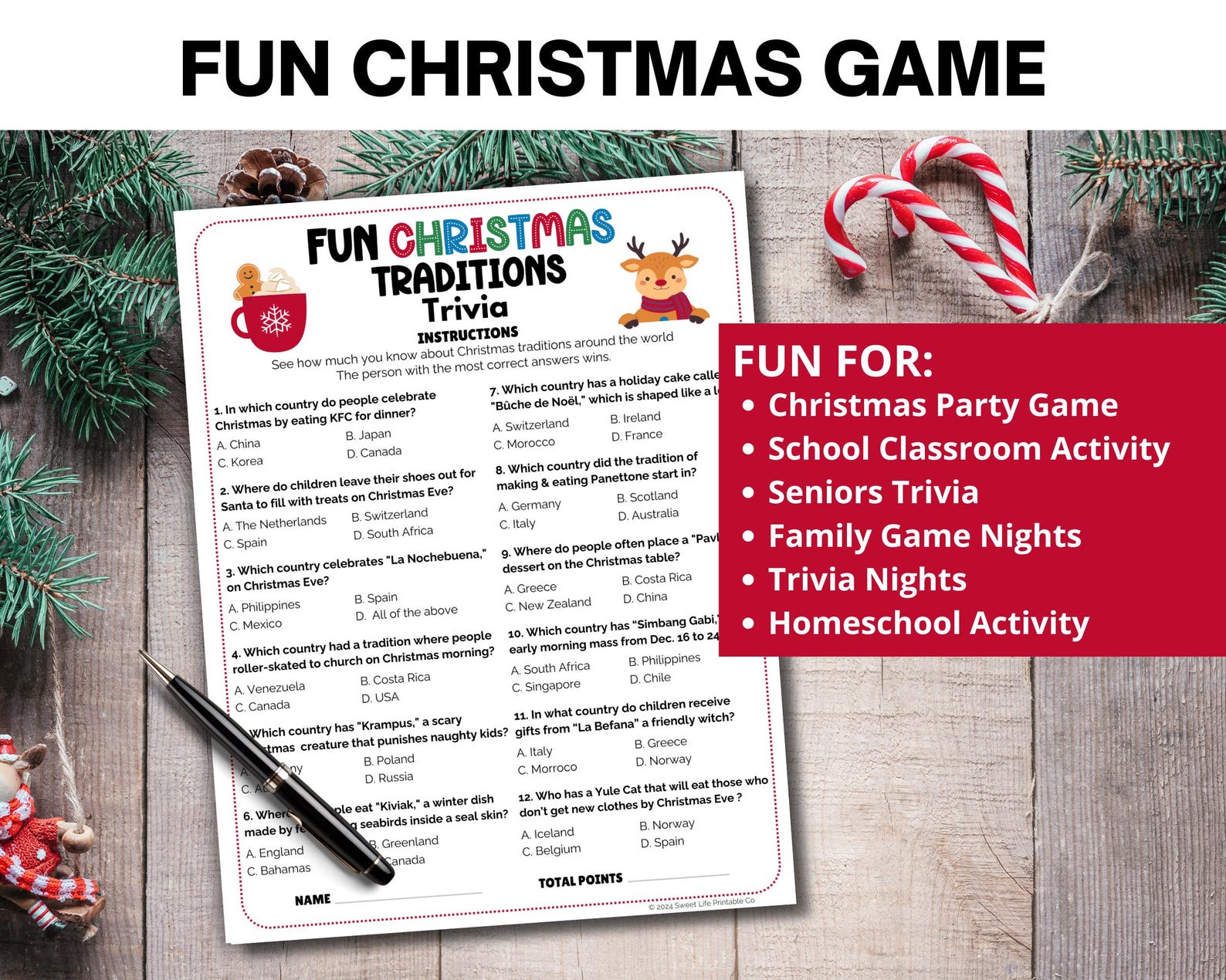 Free Christmas Traditions Trivia Printable