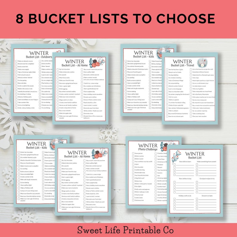 Winter Bucket List Printable Travel Bucket List Kids Bucket