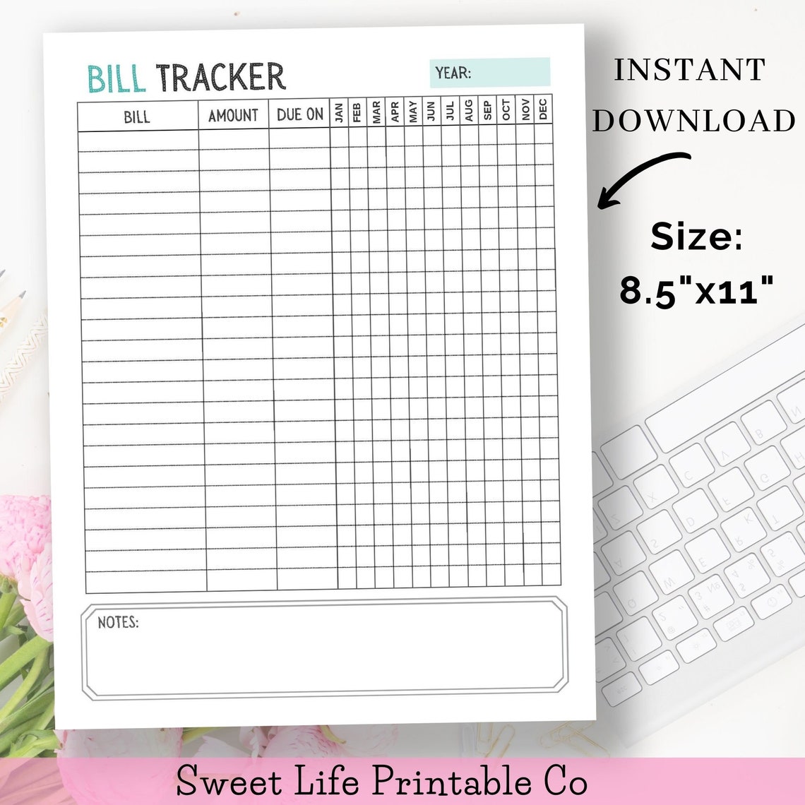 Editable Bill Tracker, Monthly Bill Tracker Printable, Bill Tracker ...