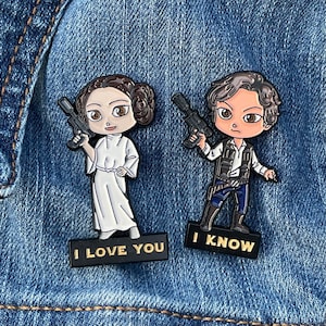 Star Wars Inspired Han & Leia Set | Thingamabob Exclusive (I Love You, I Know) Enamel Pin Badge
