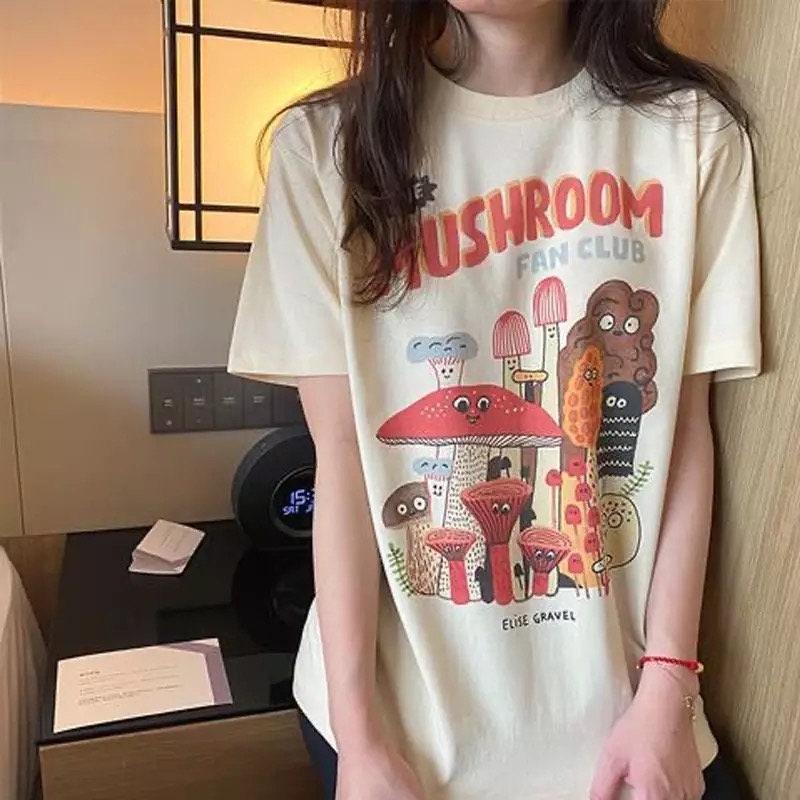 Oversized Vintage Mushroom Print T 
