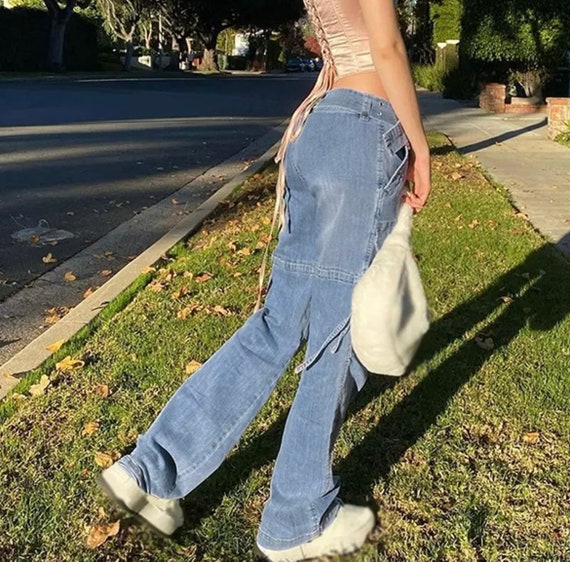 Y2K Low Rise Straight Cargo Pants Jeans 