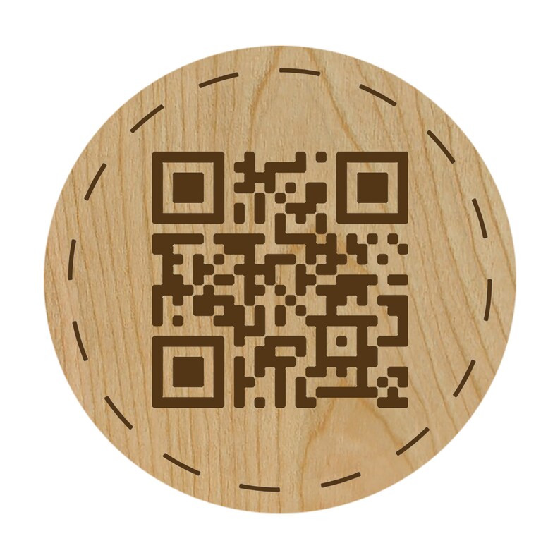 Circle QR Code Wooden Magnet With Dash Boarder - Etsy