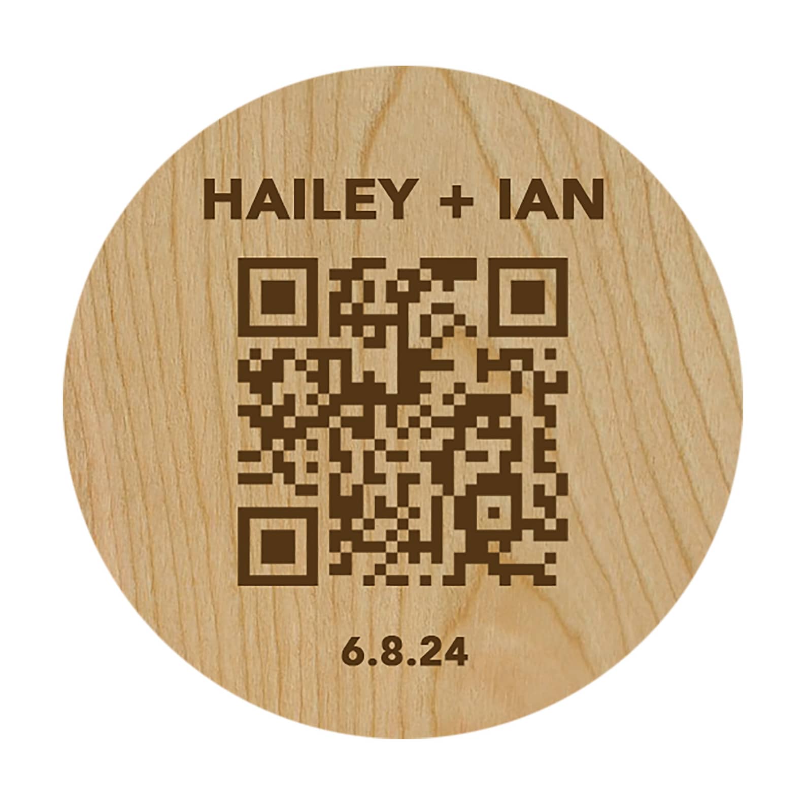 Circle QR Code Wooden Magnet With Custom Text - Etsy