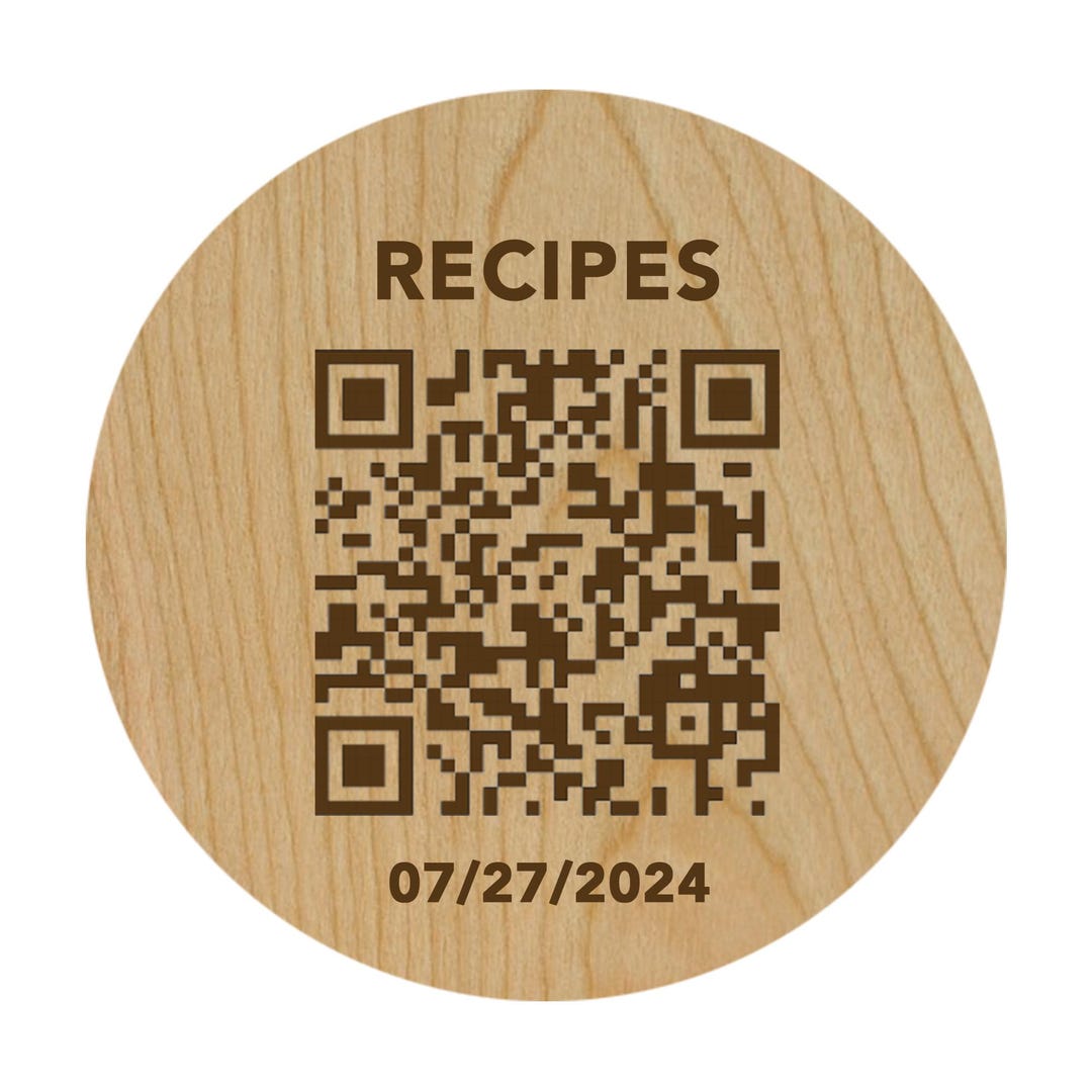 Circle QR Code Wooden Magnet With Custom Text - Etsy