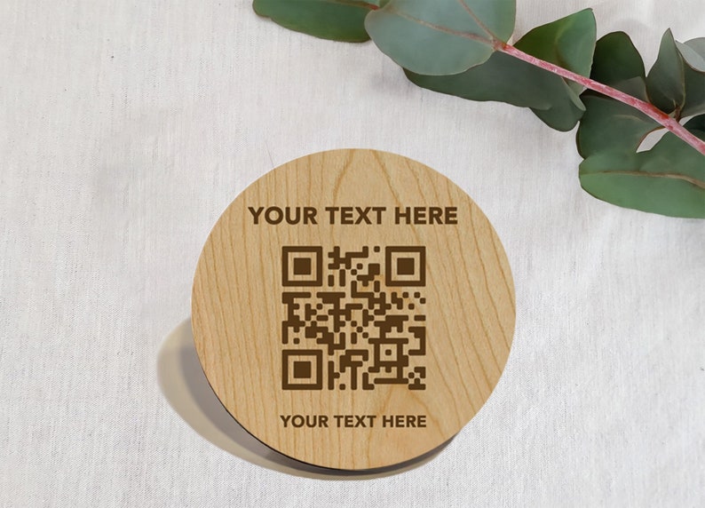 Customizable Magnets Qr Code Circle QR Code Wooden Magnet With Custom Text - Etsy