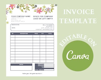 Invoice Template | Custom Order Form | Fully Editable in Canva | TerrellaCreations