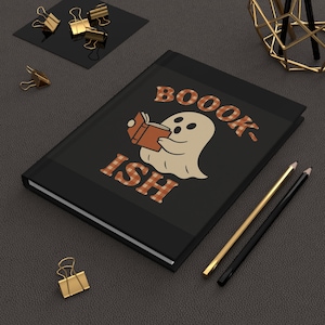 Ghost Reading Hardcover Journal Matte, Ghost Lover Gift, Spooky Notebook, Paranormal Diary, Boookish Halloween Stationery