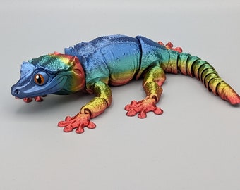 Beweglicher Kronengecko 3d Druck Regenbogen Crested Gecko Dekoration Gecko Figur süßer Gecko Eidechse