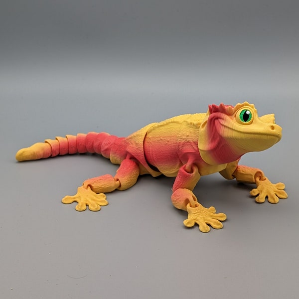 Beweglicher Kronengecko 3d Druck Gelb Rot Crested Gecko Dekoration Gecko Figur süßer Gecko Eidechse