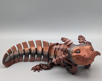 Flexi Axolotl 3D Druck Rot Schwarz Gold Figur Dekoration süßes Axolotl Amphibie Salamander Geschenkidee Eidechse