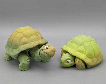 Movable 3D printed turtle green animal figure from 3D printing 15x8x8cm large decorative figures turtle shell