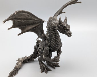 Mini Flexi Drache Effekt Schwarz Lindwurm Echse Monster Deko Dekoration beweglich Geschenk 3D Druck mythische Figur