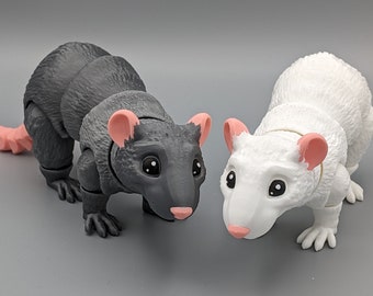 Adorable 3D printed rat with movable limbs 26 cm long decorative furnishing