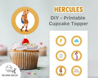 Printable Hercules Cupcake Topper | Birthday cupcake topper | Hercules party decoration