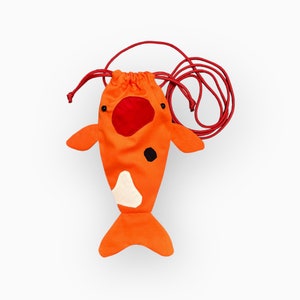 Orange Koi Fish Phone Carrier Drawstring Bag