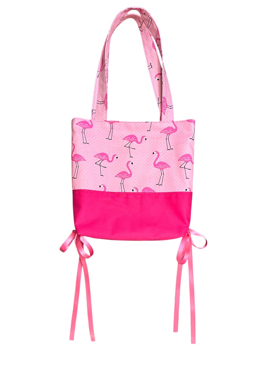 Pink Flamingo Kids Tote Bag Ribbon Accents Etsy
