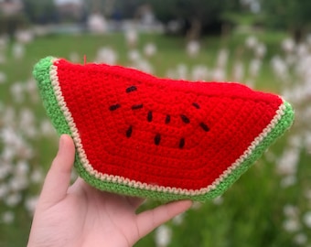 Watermelon Clutch Bag •   clutch bag perfect for summer, fruit themed bag features zipper and fabric liner, holds most smartphones, handmade