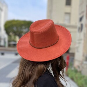 New Arrival!Bestseller Vegan Suede Fedora Hat with Braided band, fashion hat, cowboy hat,women's hat, wide brim hat, Sun hat
