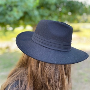 Vegan Felt Stiff Brim Panama Hat with Braid , Vegan Felt Wide Brim Panama Hat, Structured panama with short brim, sun hat, women's hat