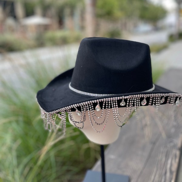 Suede 6 Row Rhinestone Band Cowboy Hat