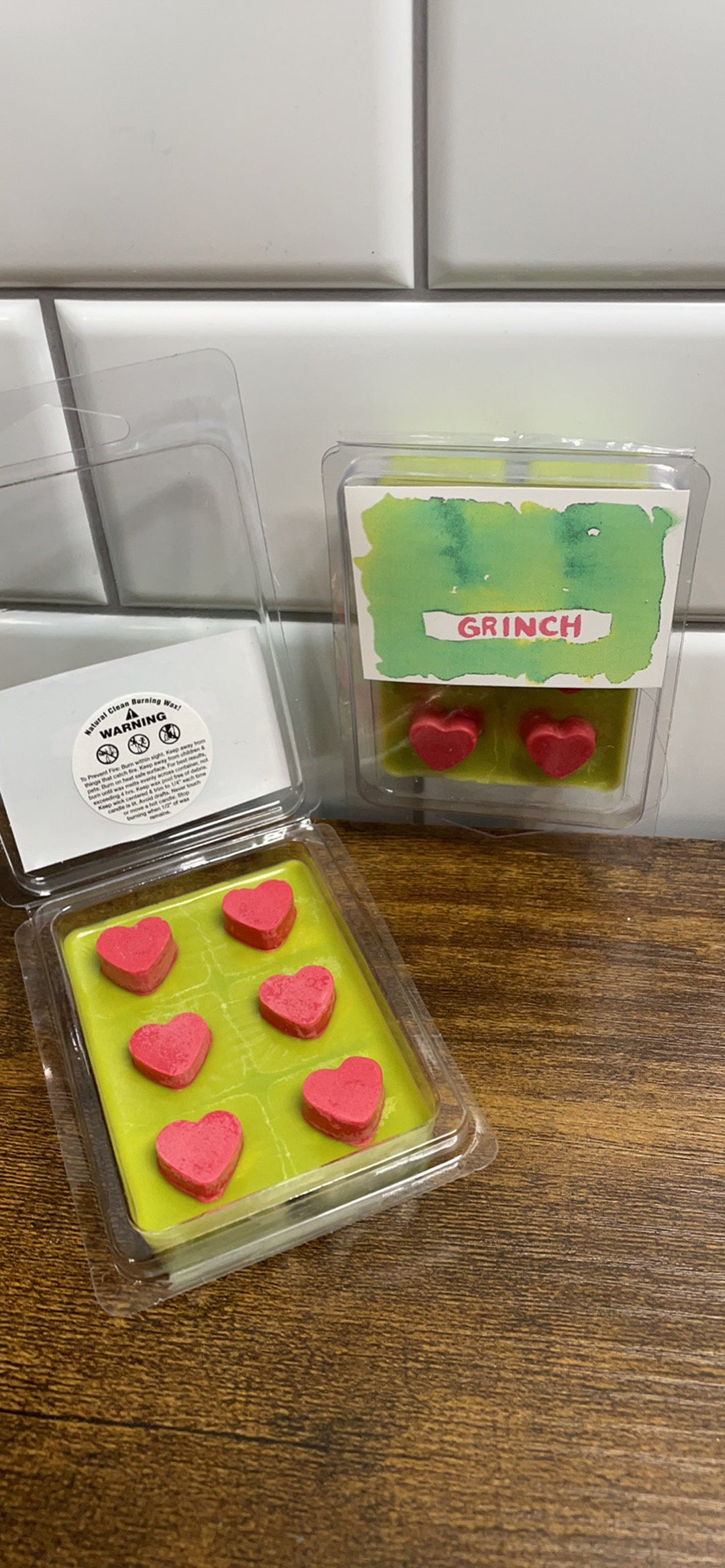 GRINCH HEARTS wax melts, Santa Farts, Chocolate Nutty Scent