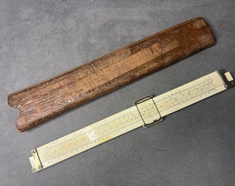 VTG Keuffer Esser Rechenschieber N4053-3 Ledertasche Flaw Engineer