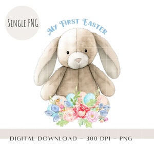 My First Easter Lop Ear Bunny Basket Sublimation Design, PNG, Easter Bunny, 1st Easter, Easter Bunny Rabbit, Instant Digital Download