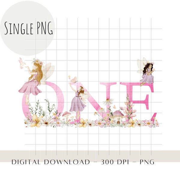 Fairy Wildflower One PNG, Fairies Sublimation Design, Fairy Birthday Party Décor, Watercolor Fairy Party, Instant Digital Download