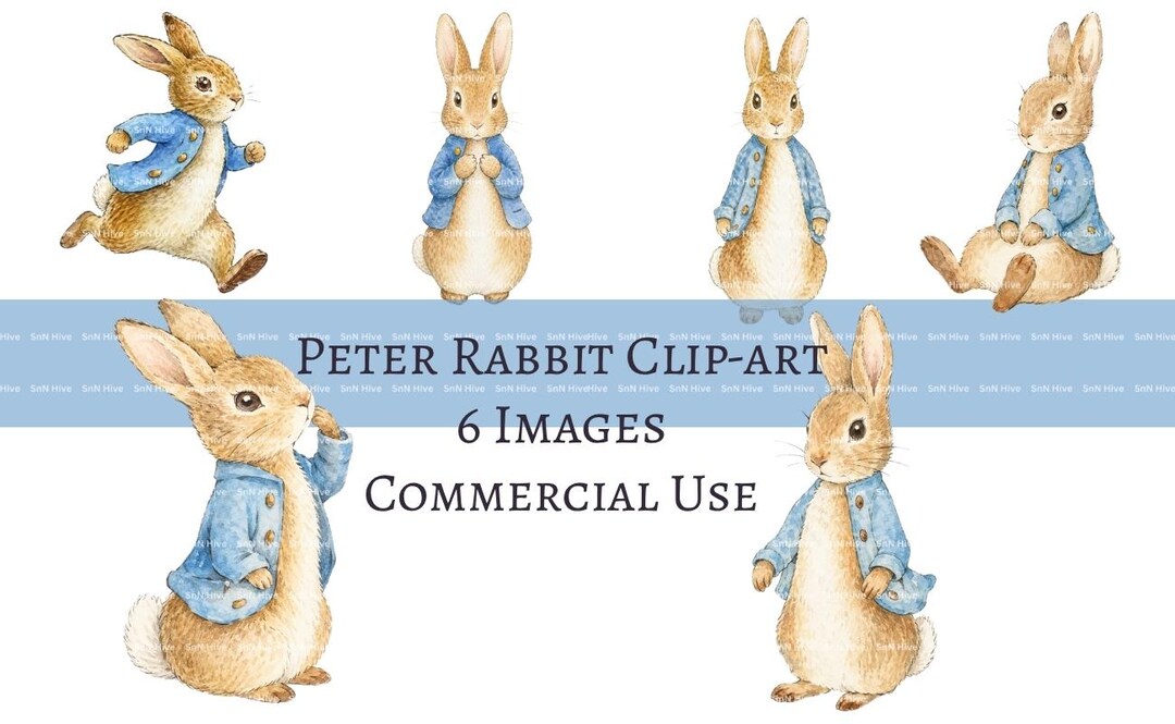 Peter Rabbit Clipart, Watercolor Bunny in Blue Jacket, Beatrix Potter ...