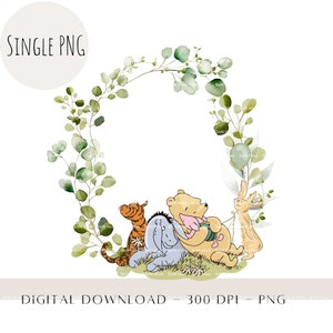 Ghirlanda di Winnie Pooh PNG, Winnie Pooh, Winnie the Pooh classico, Clipart classico di Winnie Pooh, Winnie Pooh e i suoi amici, Ih-Oh, maialino, tigre