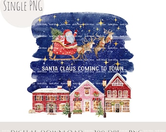 Jultomtens släde Stjärnnatt PNG, julmuggdesign (digital nedladdning)