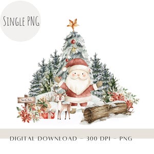 Santa & Rudolph Reindeer PNG, kerst noordpool sublimatie ontwerp, kerstavond doos ontwerp, kerstman zak ontwerp, instant digitale download