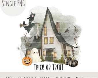 Gato negro bruja de Halloween PNG, lindo diseño de sublimación espeluznante para niños, imágenes prediseñadas de truco o trato, arte imprimible de otoño