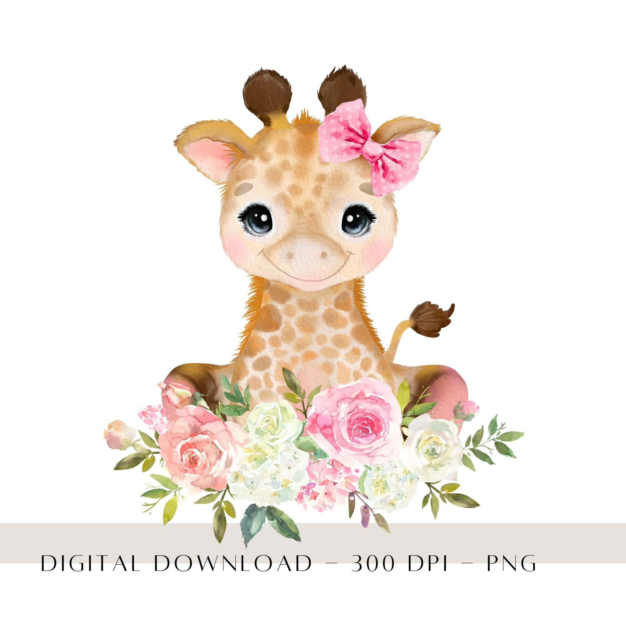 Baby Giraffe With Bow Watercolour Kids Animals Sublimation Etsy Canada