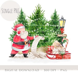 Lista legal de Papai Noel Natal PNG, Sublimação de Papai Noel de Natal, Design de cartão de Natal, Design de saco de Papai Noel, Pólo Norte PNG, Download digital