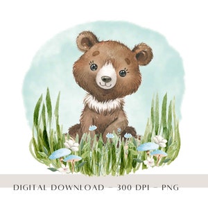 Baby Bear PNG, Forest Woodland Animals, Kids Sublimation Design, Backdrop Design, Baby Shower Design, Birthday Décor, Digital Download