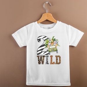 Two Wild PNG, Baby Safari Animals PNG, Watercolour Baby Animals Sublimation Design, Birthday Card Clipart, 2nd Birthday Décor PNG, Digital image 2