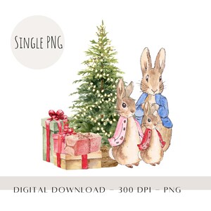 Erstes Weihnachten als Mama Papa PNG, Peter Kaninchen Familie PNG, Großeltern PNG, Sublimationsdesign, Weihnachtskarte Design, digitaler Download