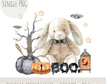 Coelho de Halloween PNG, Primeiro Halloween, Sublimação Infantil (Download Digital)