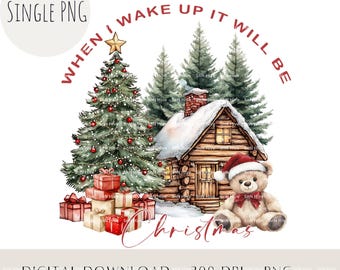 Osito de peluche de Nochebuena PNG, pijama familiar sublimado (descarga digital)