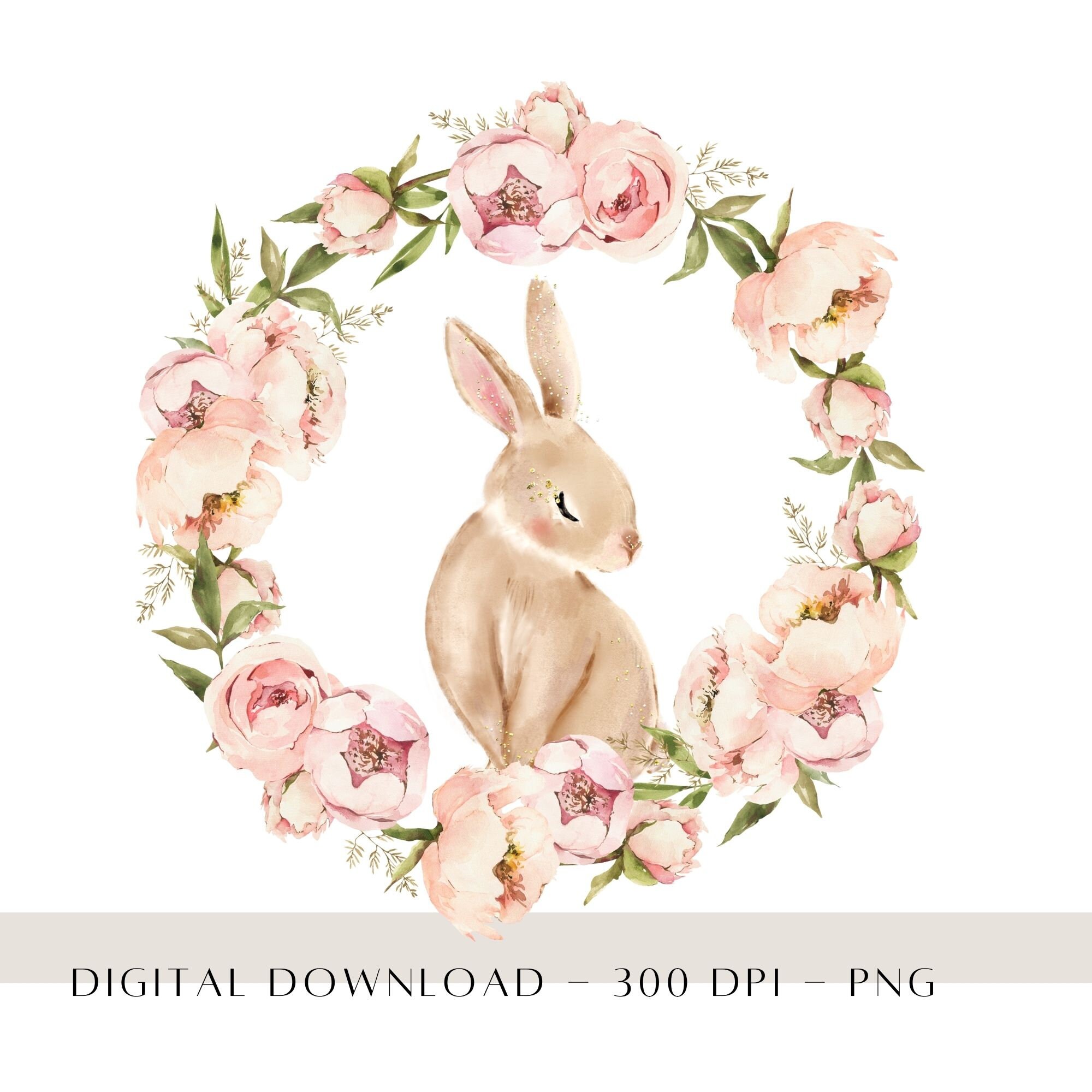 Easter Bunny Floral Wreath PNG, Spring Sublimation (digital Download ...