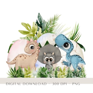 赤ちゃん恐竜 PNG、子供用動物昇華、ティラノサウルスのクリップアート、恐竜の誕生日招待状の装飾、恐竜ケーキトッパー、デジタルダウンロード