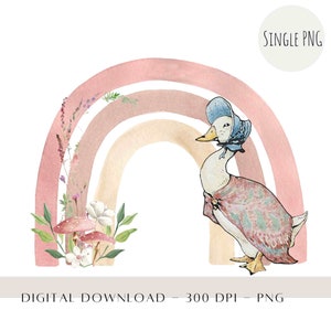 かわいいゴス PNG、レインボーピンクの花柄 PNG、誕生日カードのデザイン、印刷可能な PNG、印刷可能なベビーシャワー、デジタルダウンロード