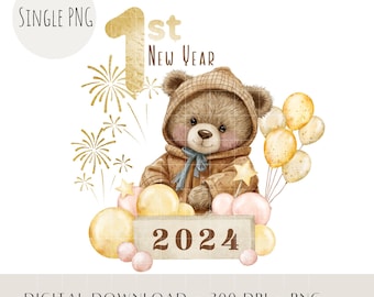 My First New Year PNG, 1st New Year Design, Kids Sublimation Design, New Baby Design, New Year Shirt Design , Instant Digital Download