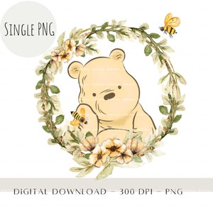 Winnie The Pooh PNG clásico, diseño de sublimación de Winnie The Pooh, diseño de tarro de miel de oso Pooh, baby shower de cumpleaños, descarga digital instantánea