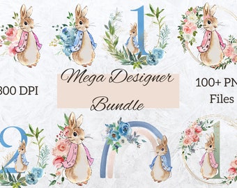 Peter Rabbit PNG Mega Sublimation Bundle - Peter Rabbit PNG - Flopsy Bunny Clipart - Peter Rabbit Letters - Peter Rabbit Birthday PNG