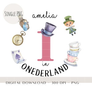 Alicja 1. urodziny PNG, Alicja Sublimacja Projekt, Onderland Księżniczka Topper Tort, Biały Królik Pierwsze Urodziny Dekoracja, Pobieranie Cyfrowe